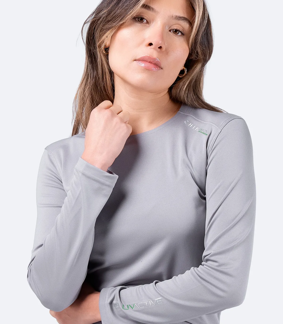 Womens UVActive Long Sleeve Top - Grey, image 3