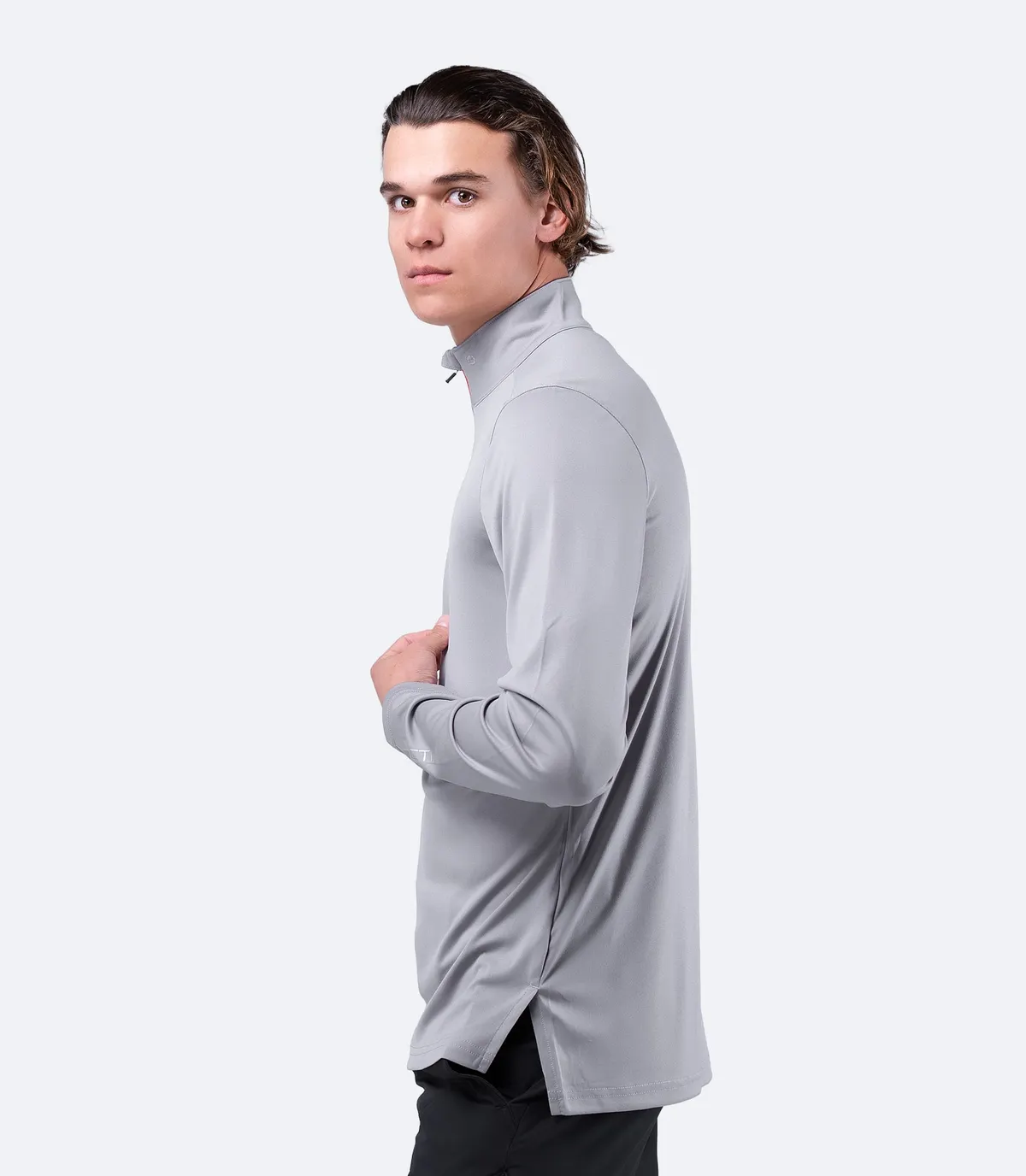 Mens UVActive High Collar 1/4 Zip Top - Grey, image 4