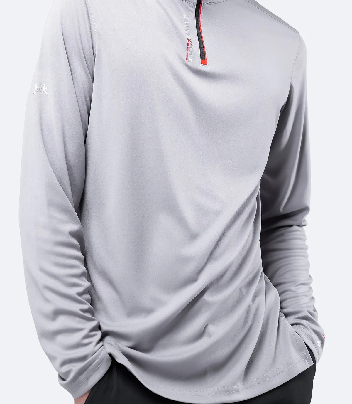 Mens UVActive High Collar 1/4 Zip Top - Grey, image 5