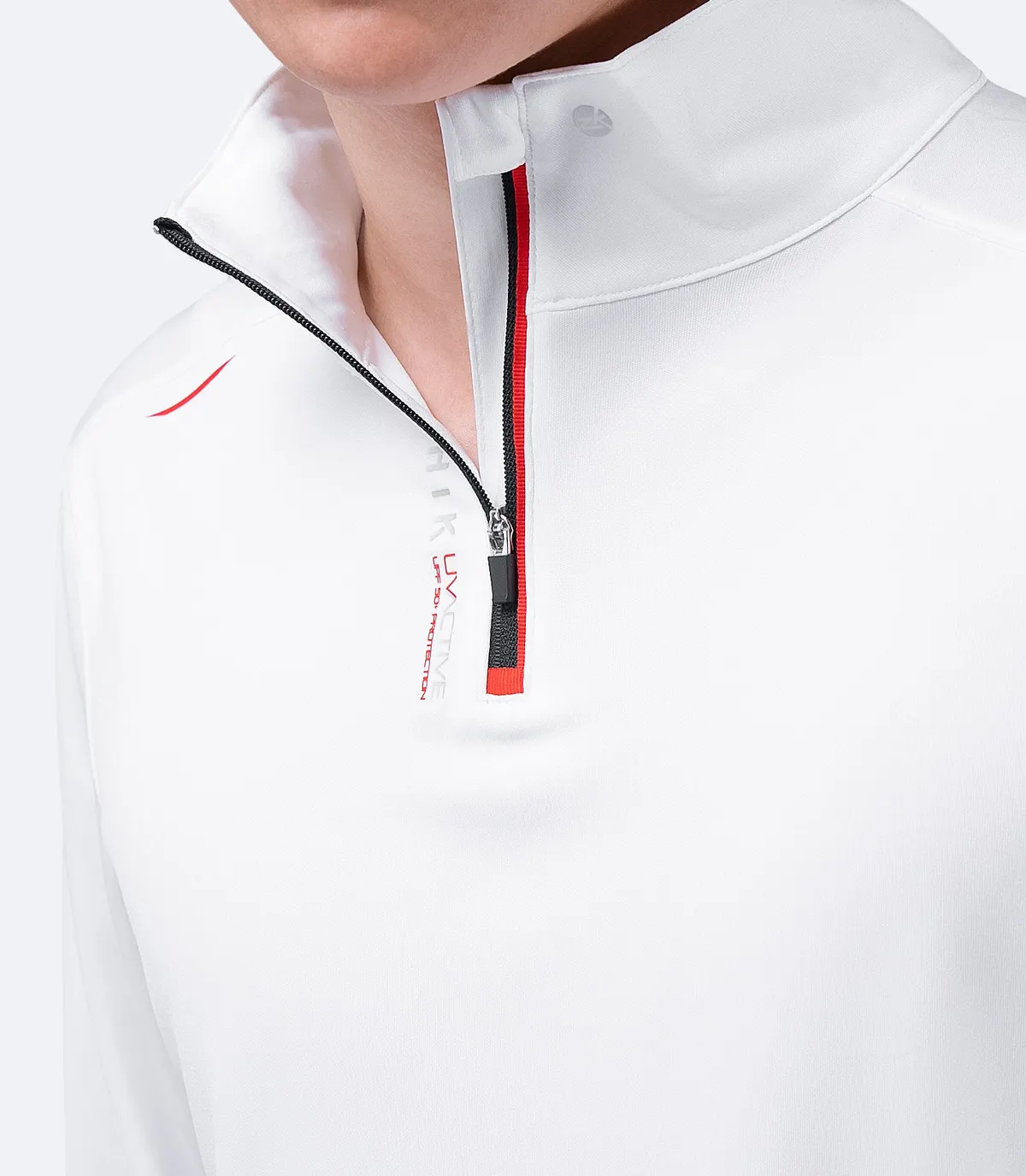 Mens UVActive High Collar 1/4 Zip Top - White, image 5