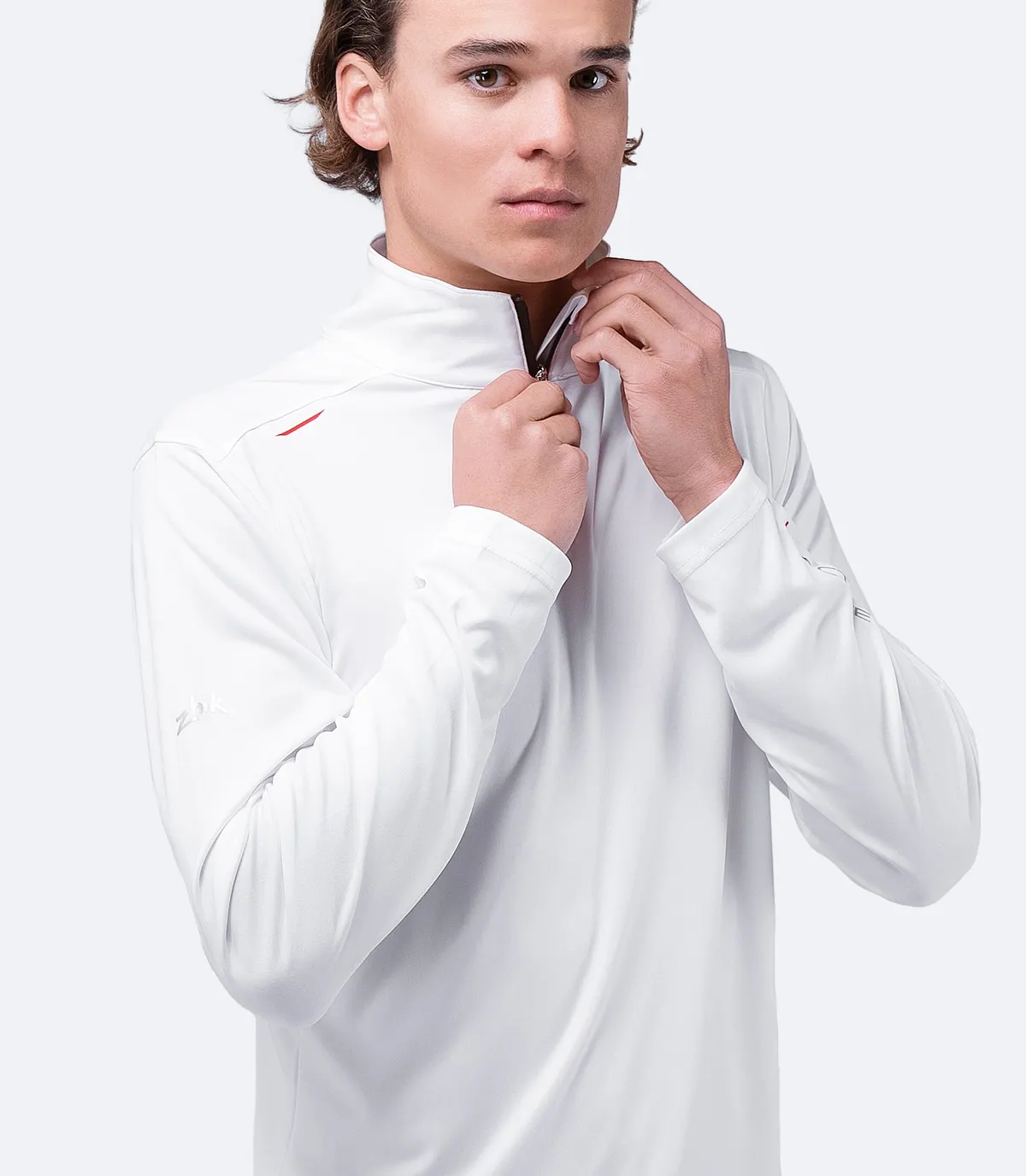Mens UVActive High Collar 1/4 Zip Top - White, image 4