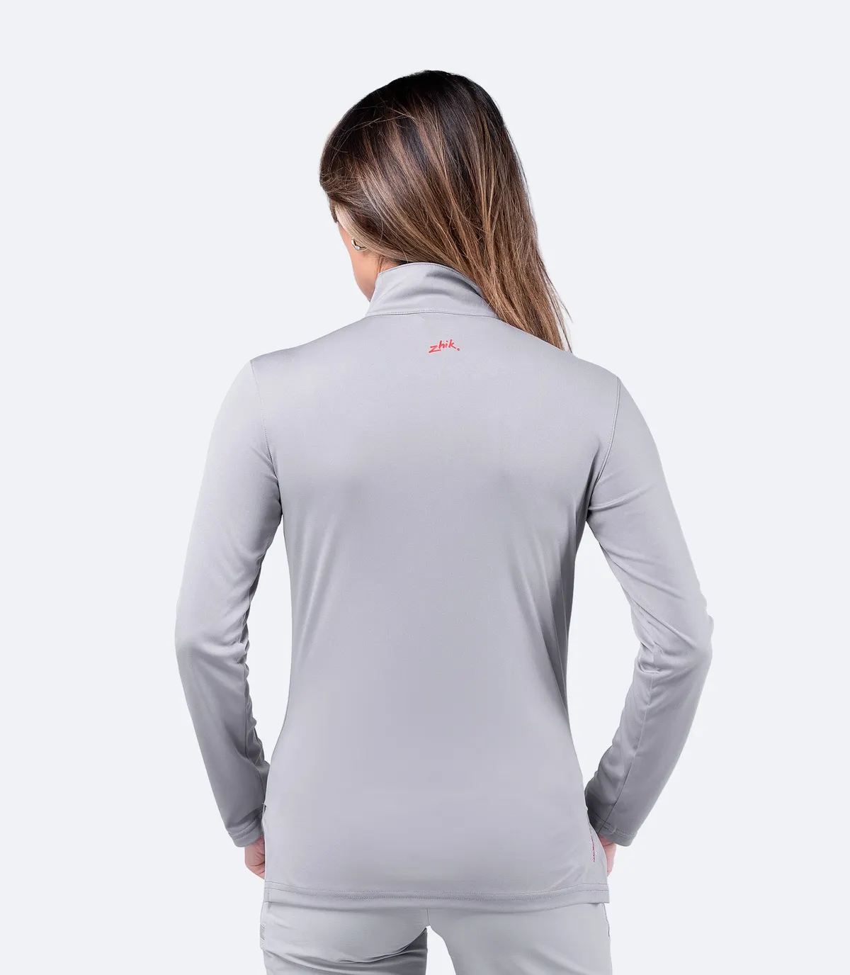Womens UVActive High Collar 1/4 Zip Top - Grey, image 3