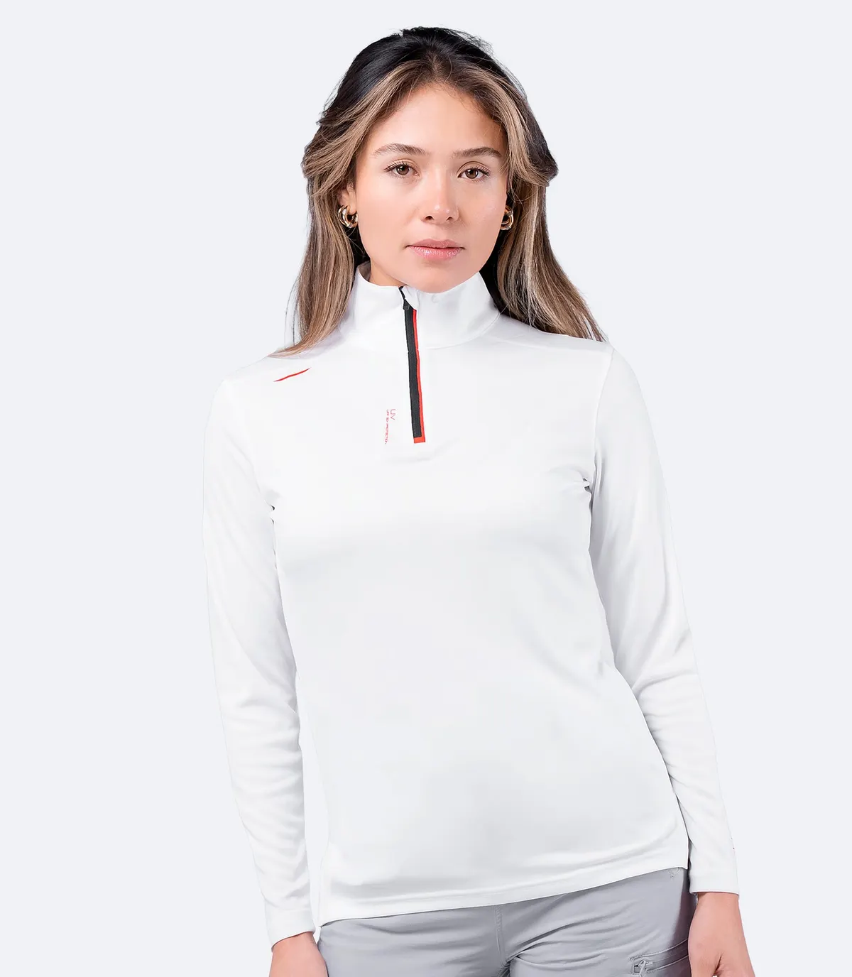 Womens UVActive High Collar 1/4 Zip Top - White, image 4