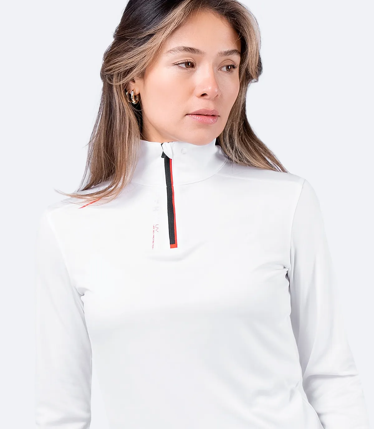 Womens UVActive High Collar 1/4 Zip Top - White, image 6