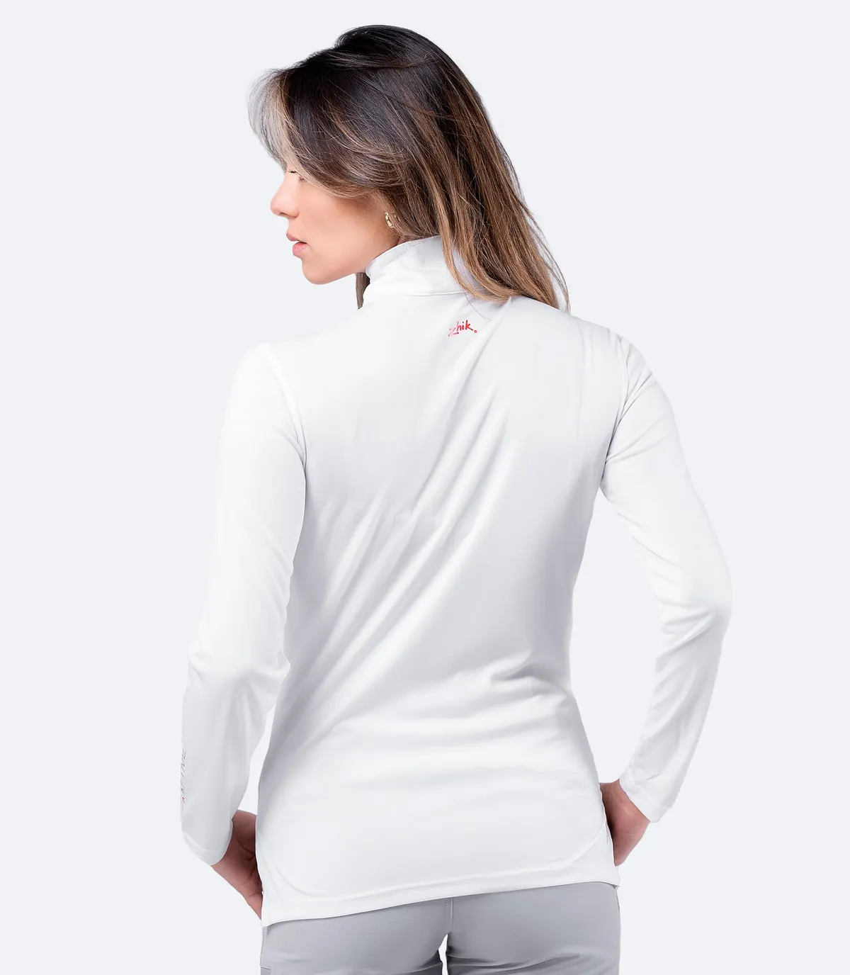 Womens UVActive High Collar 1/4 Zip Top - White, image 3