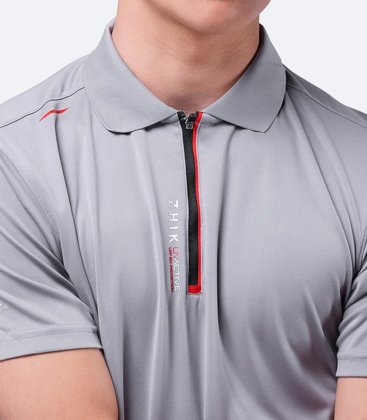 Mens UVActive Zip Sports Polo - Grey, image 6