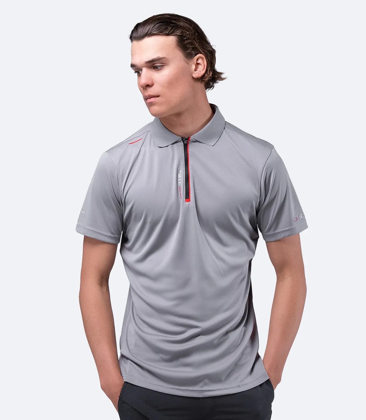 Mens UVActive Zip Sports Polo - Grey, image 3