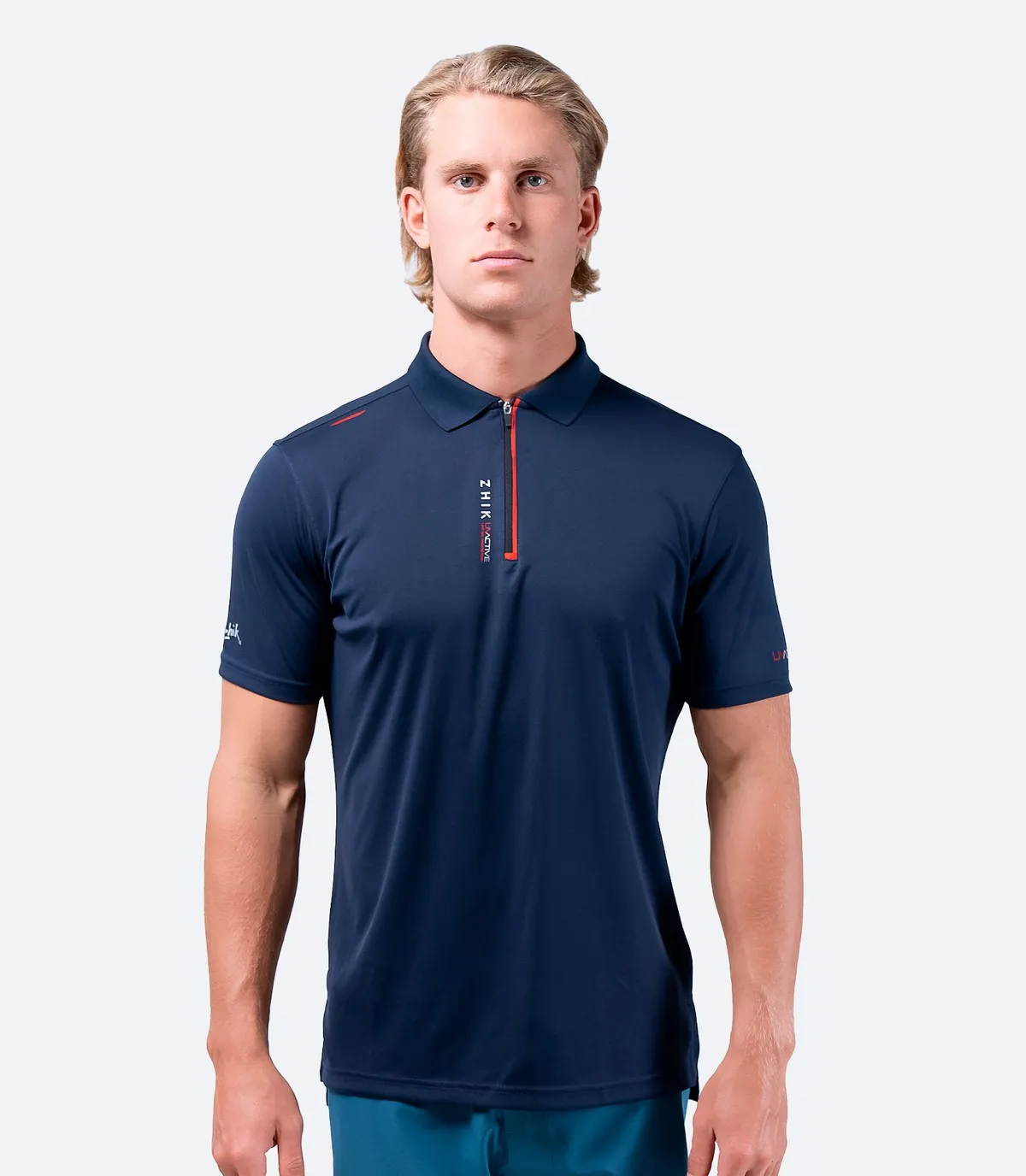 Mens UVActive Zip Sports Polo - Navy, image 3