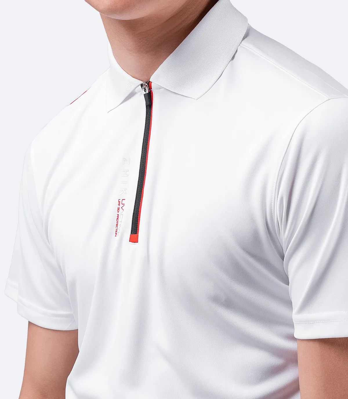 Mens UVActive Zip Sports Polo - White, image 5