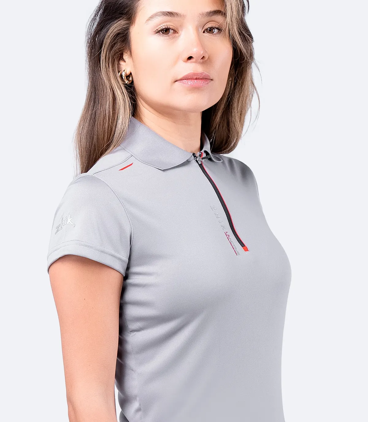 Womens UVActive Zip Sports Polo - Grey, image 5