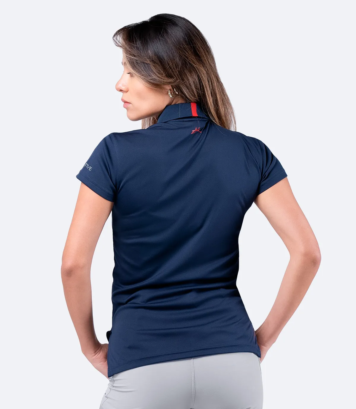 Womens UVActive Zip Sports Polo - Navy, image 3