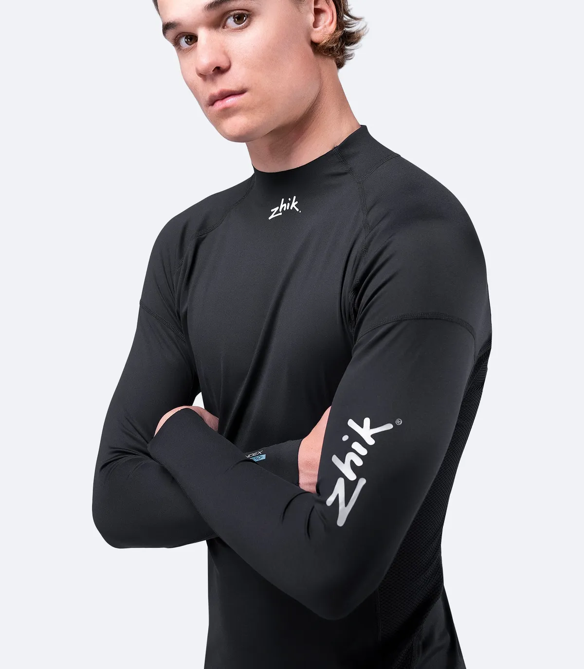 Mens Black Eco Spandex Long Sleeve Top, image 5
