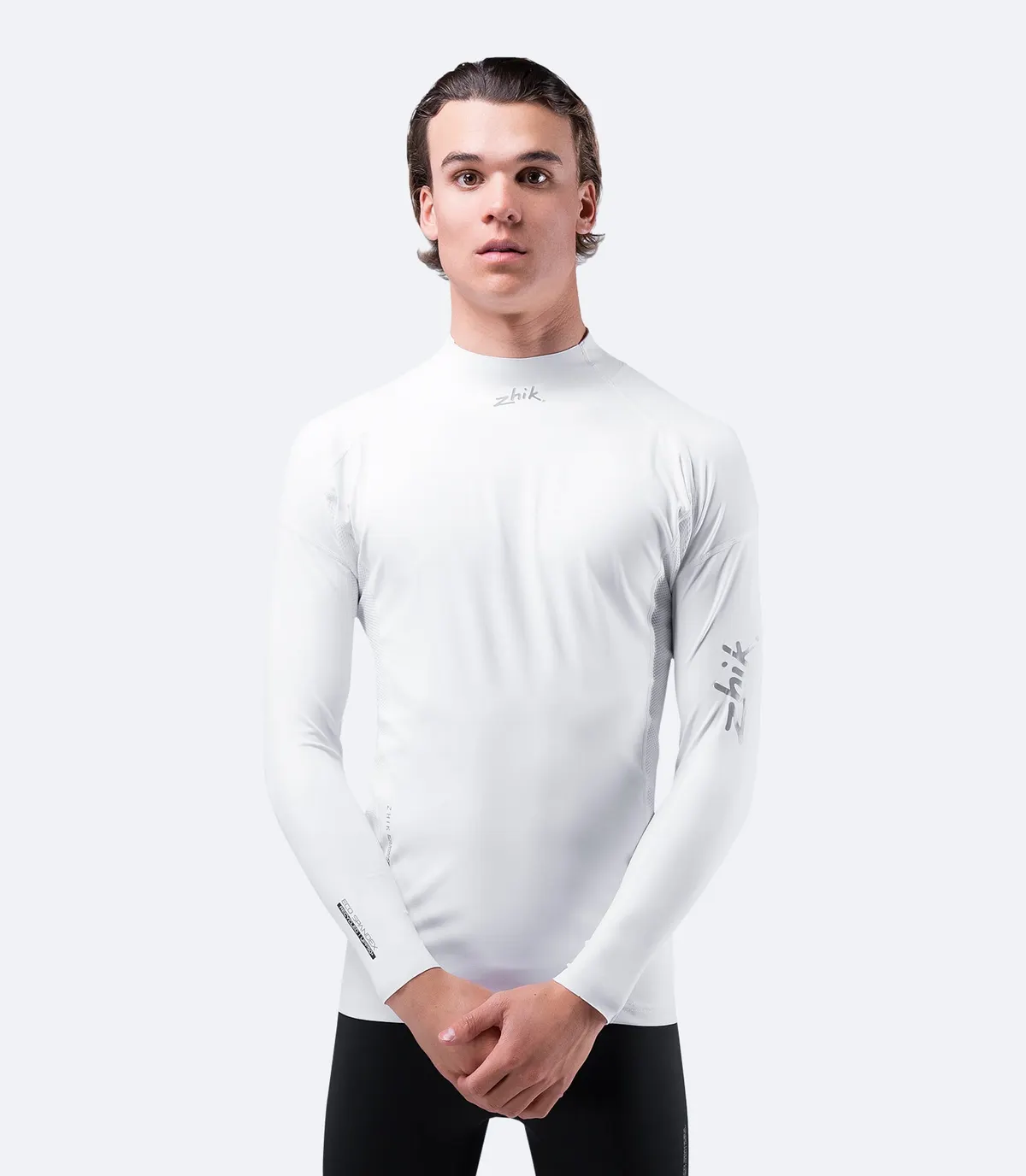 Mens White Eco Spandex Long Sleeve Top, image 3