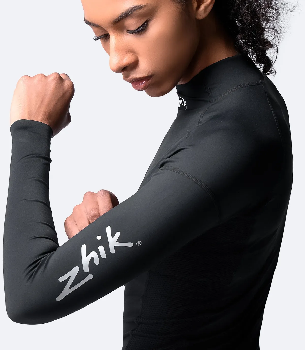 Womens Black Eco Spandex Long Sleeve Top, image 3