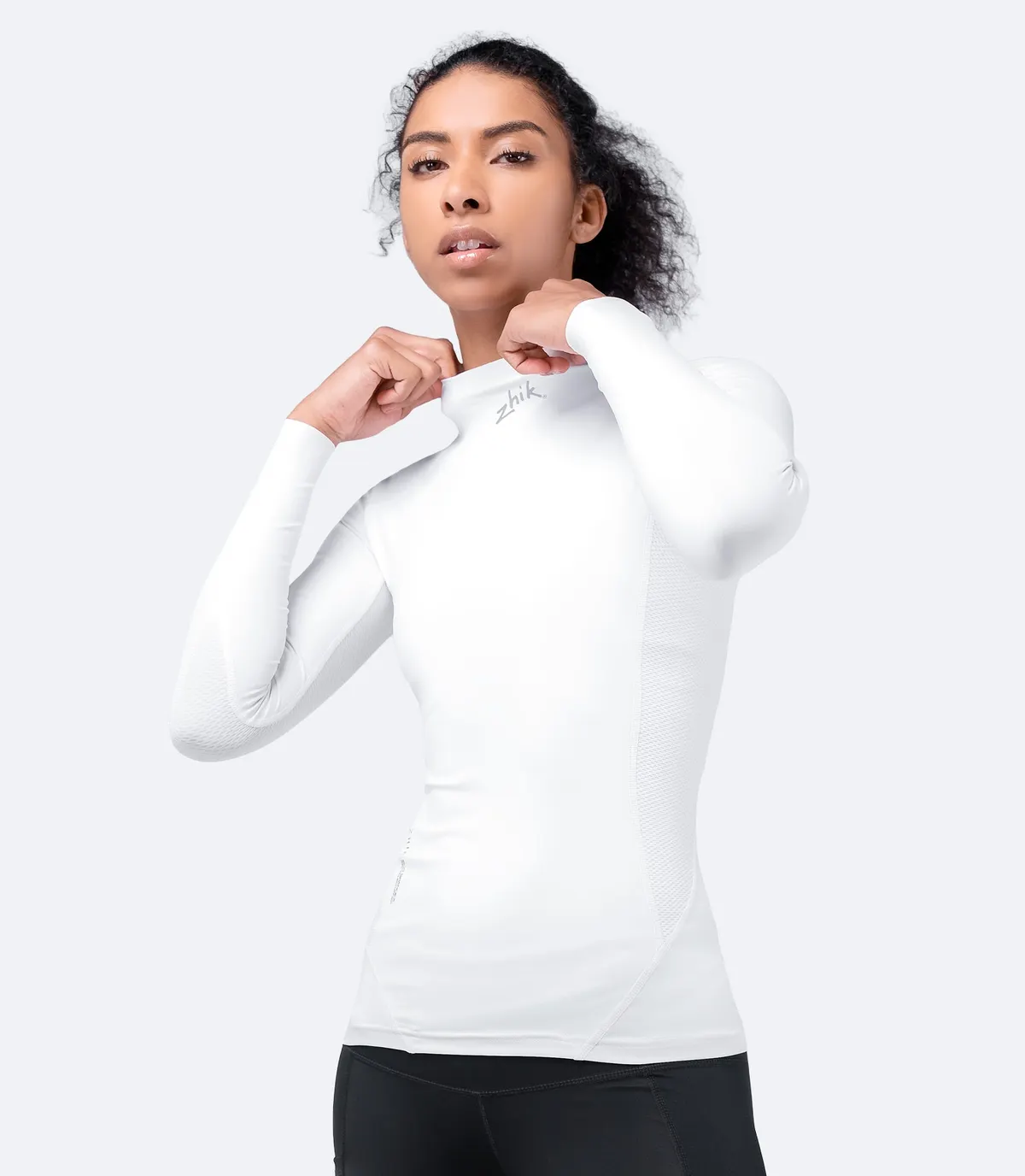 Womens White Eco Spandex Long Sleeve Top, image 5