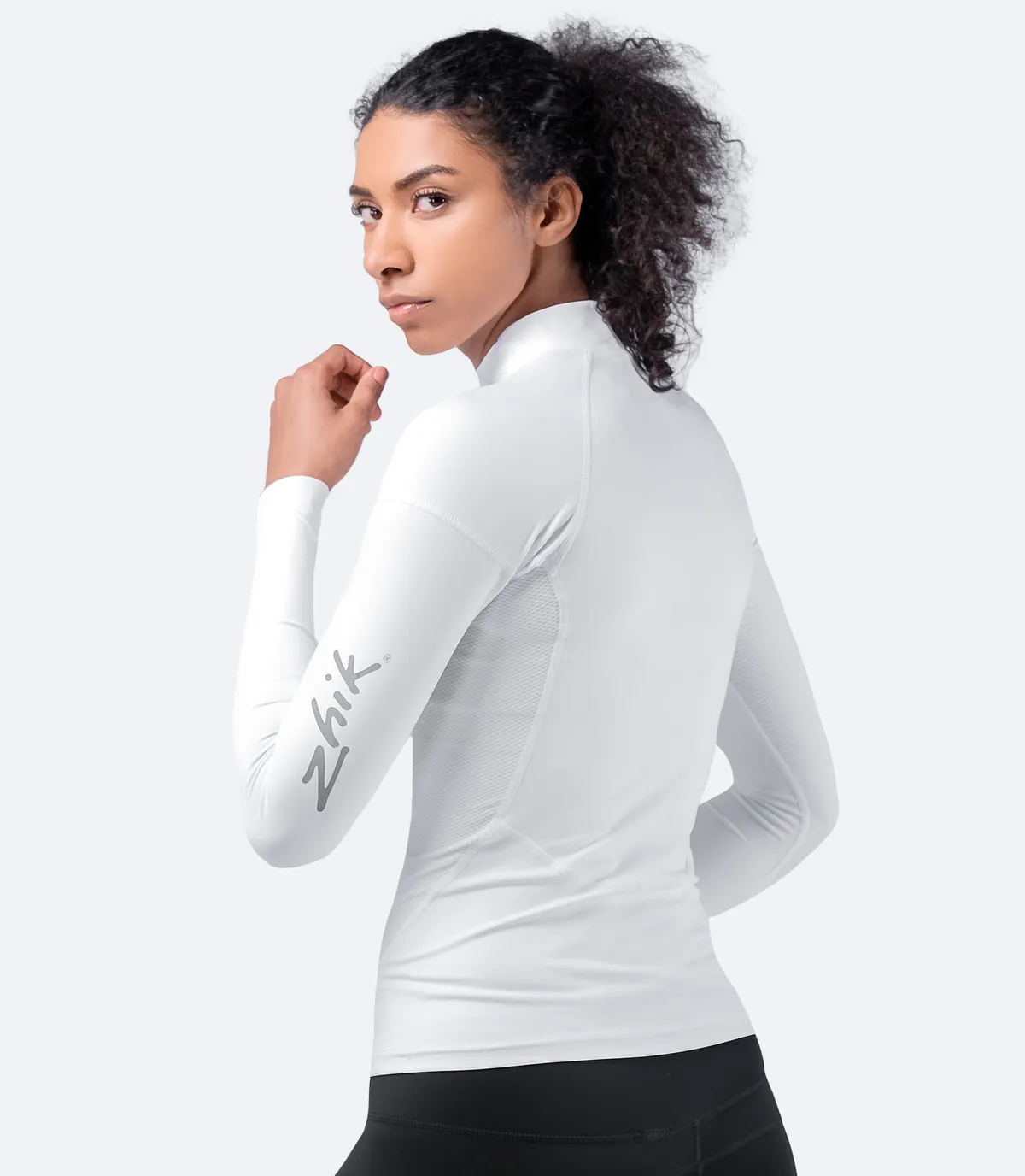Womens White Eco Spandex Long Sleeve Top, image 4