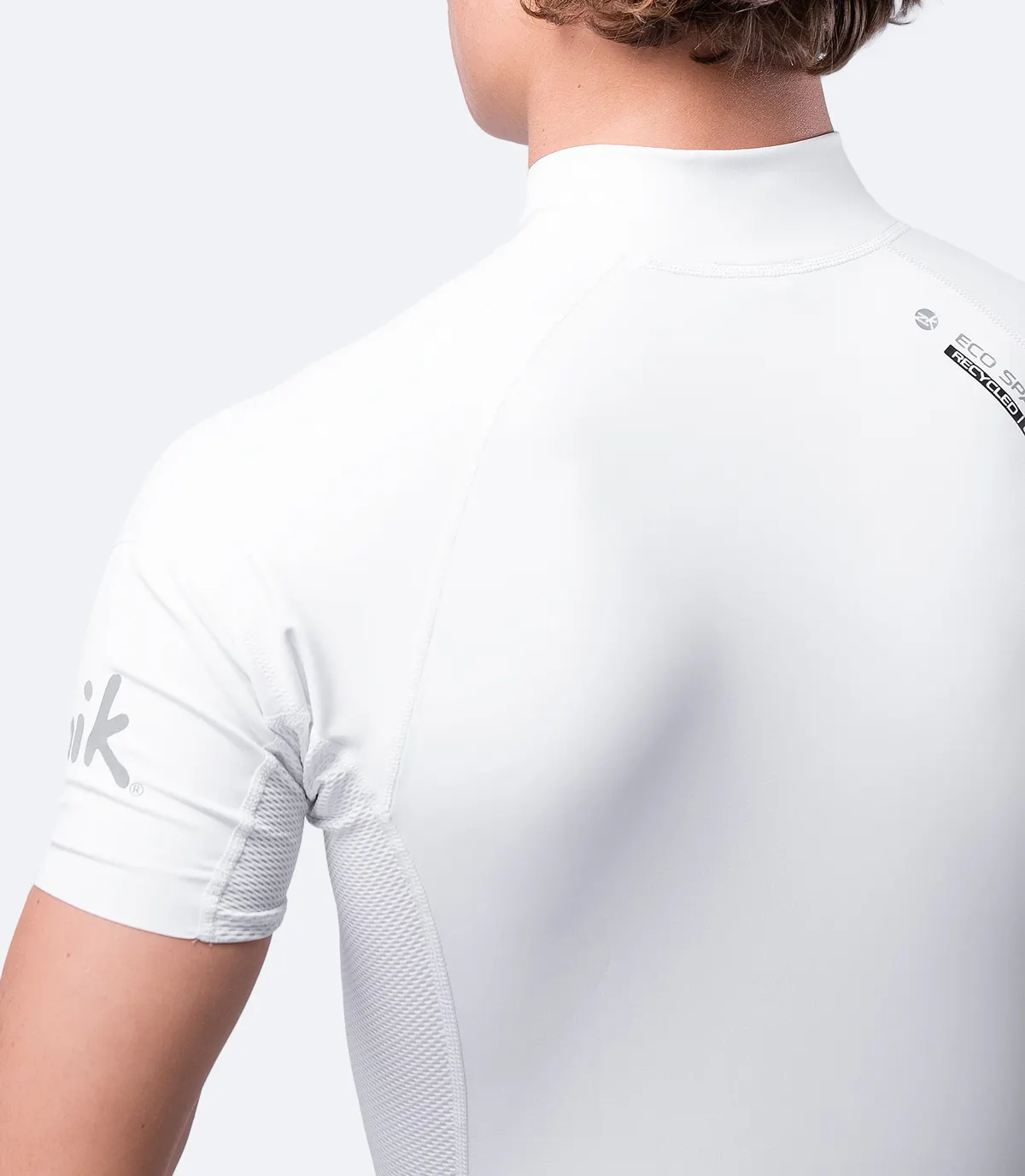 Mens White Eco Spandex Short Sleeve Top, image 4