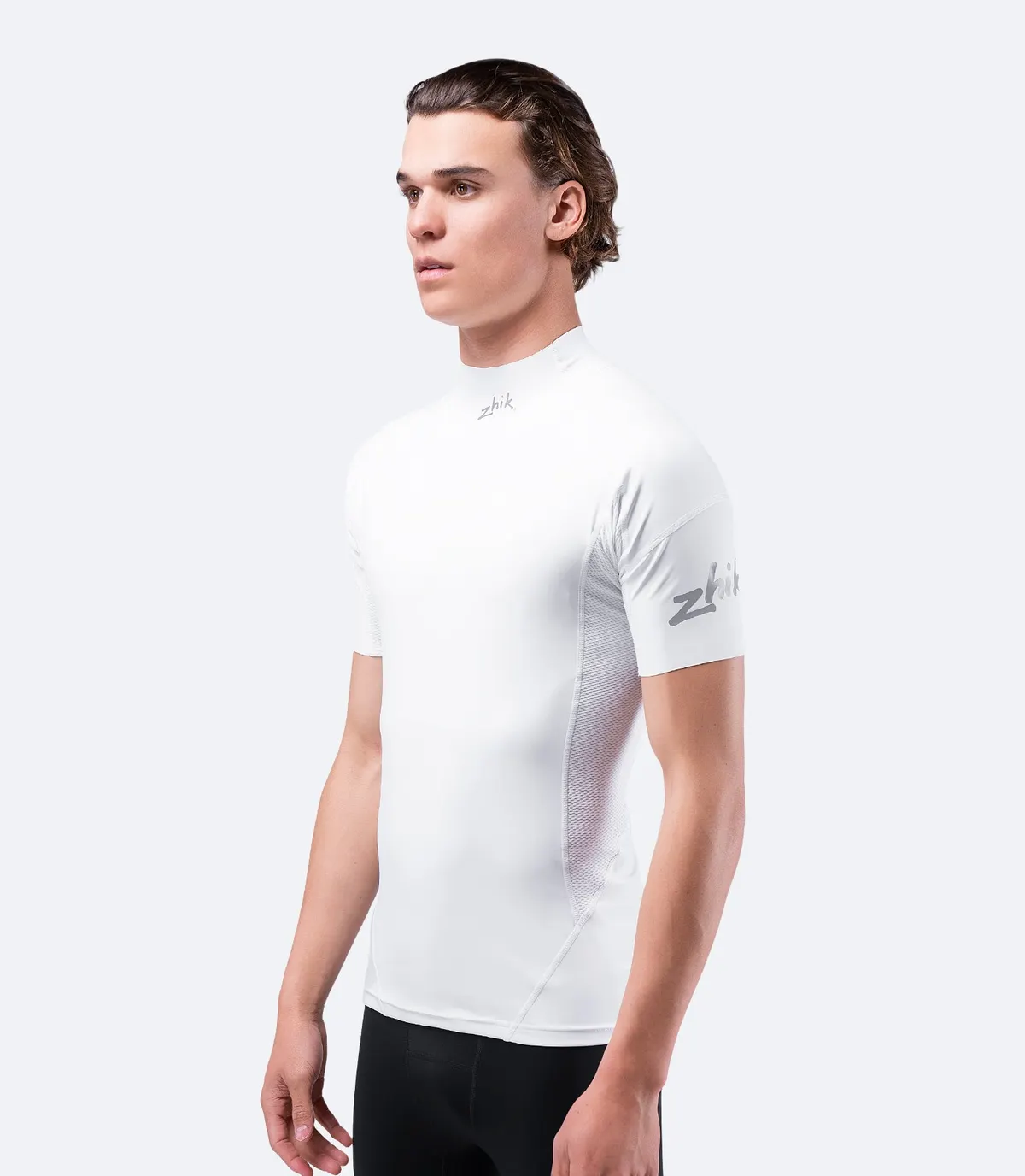 Mens White Eco Spandex Short Sleeve Top, image 5