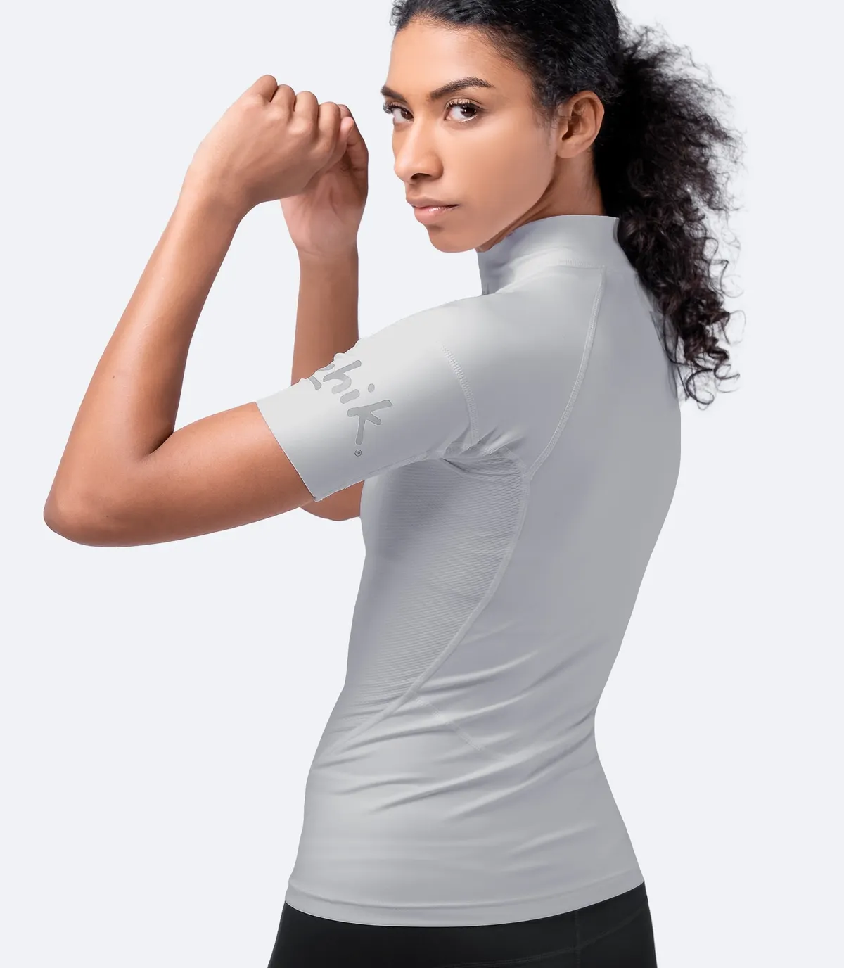 Womens Platinum Eco Spandex Short Sleeve Top, image 3
