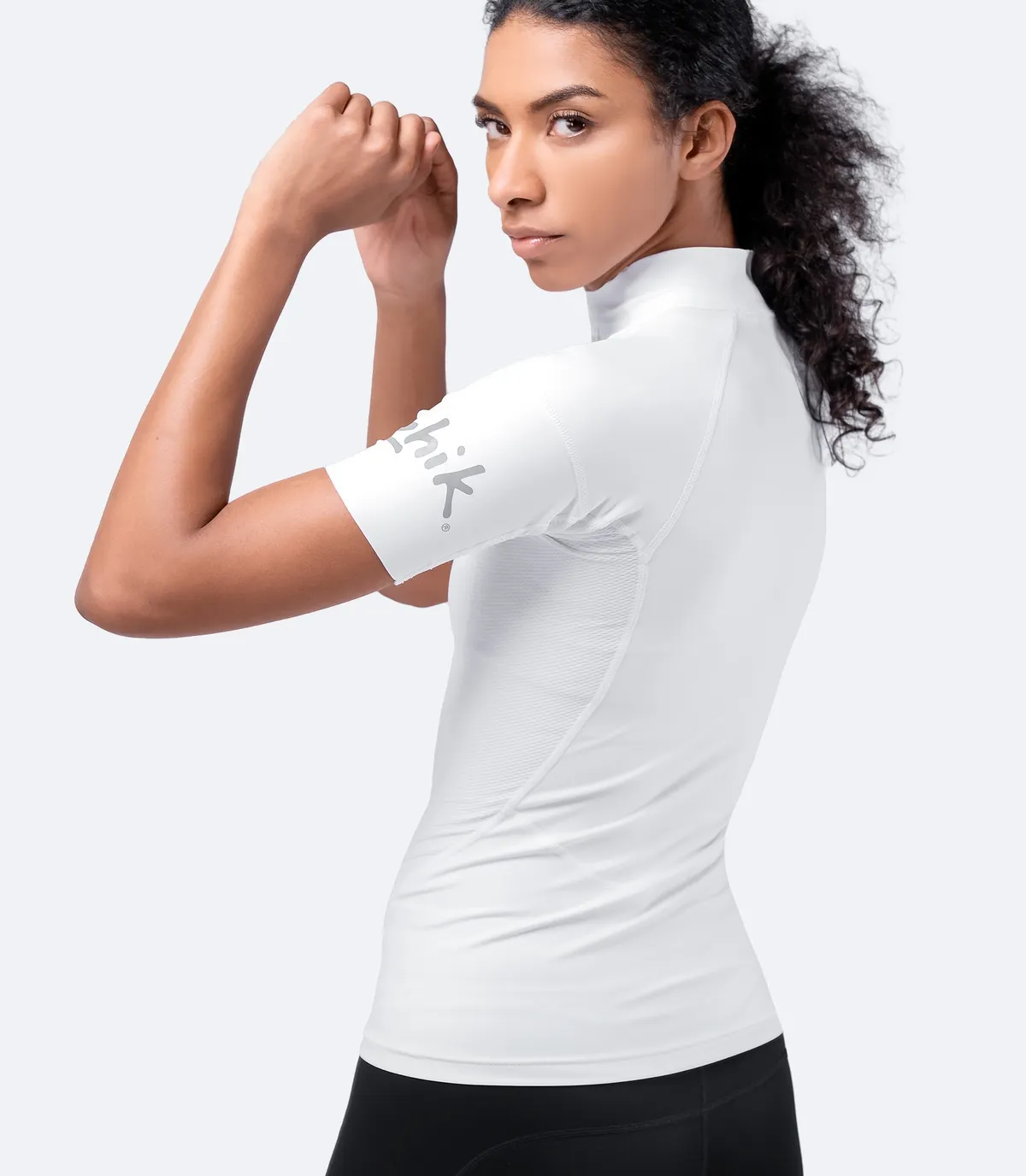 Womens White Eco Spandex Short Sleeve Top, image 4