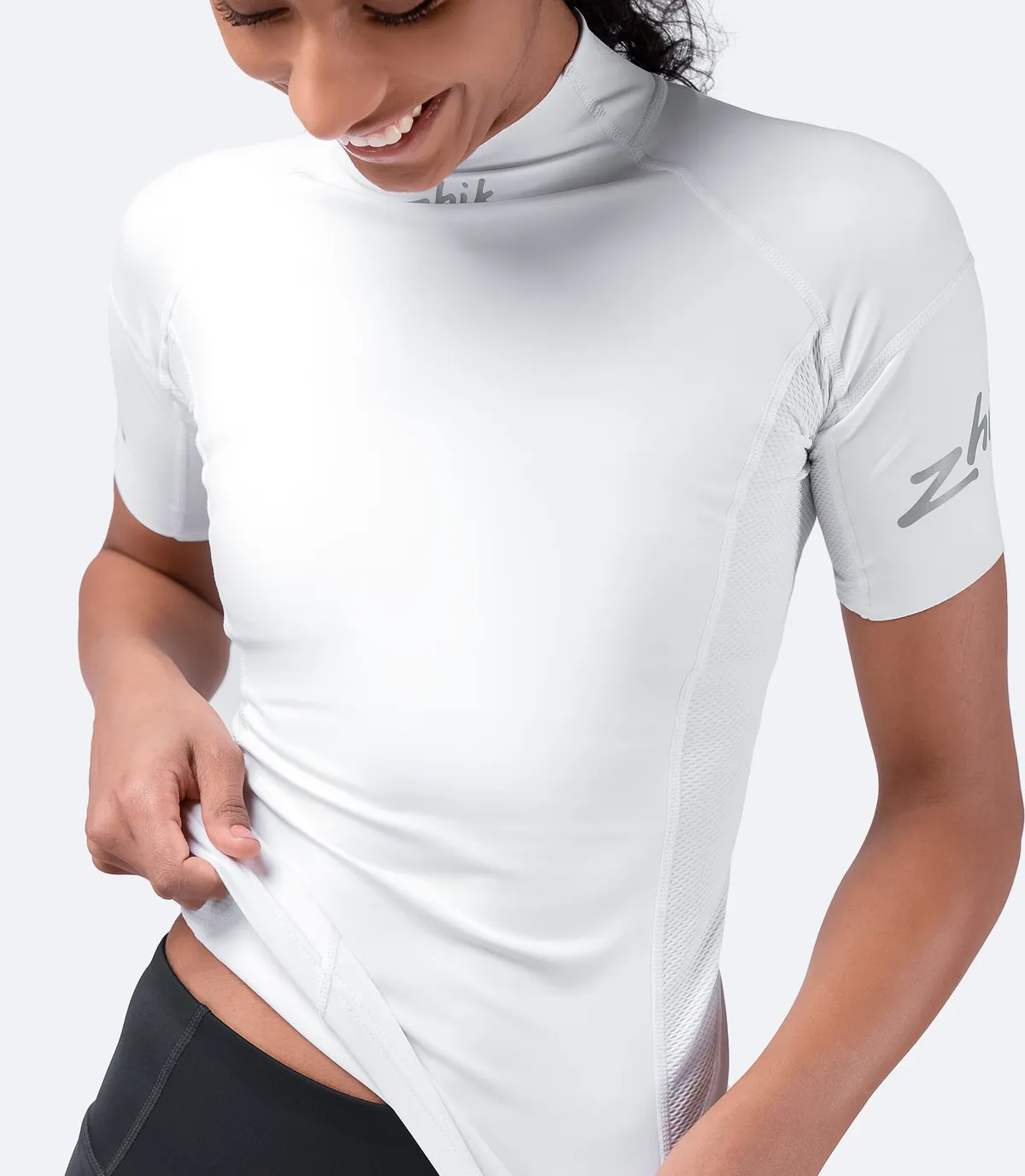 Womens White Eco Spandex Short Sleeve Top, image 5