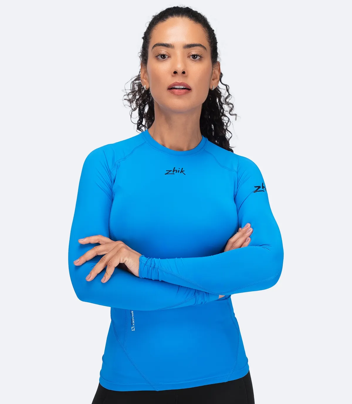Womens Eco Spandex LT Long Sleeve Baselayer Top - Cyan, image 3