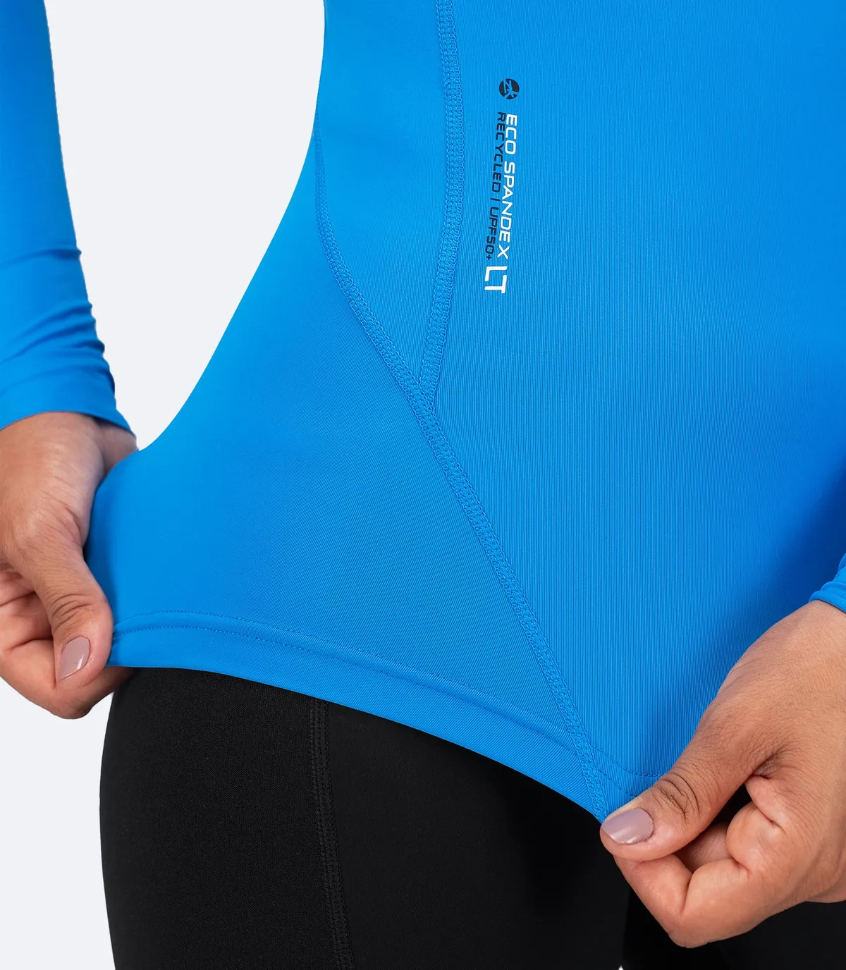 Womens Eco Spandex LT Long Sleeve Baselayer Top - Cyan, image 4