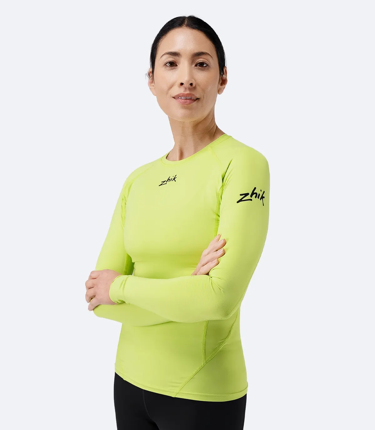 Women's Eco Spandex LT Long Sleeve Baselayer Top Lime, image 3
