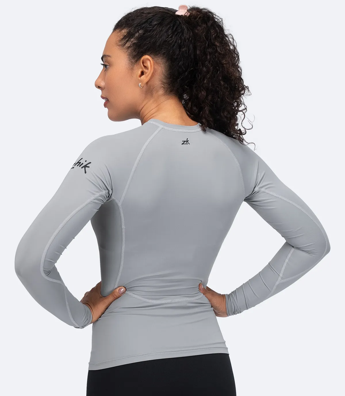 Womens Eco Spandex LT Long Sleeve Baselayer Top - Platinum, image 3