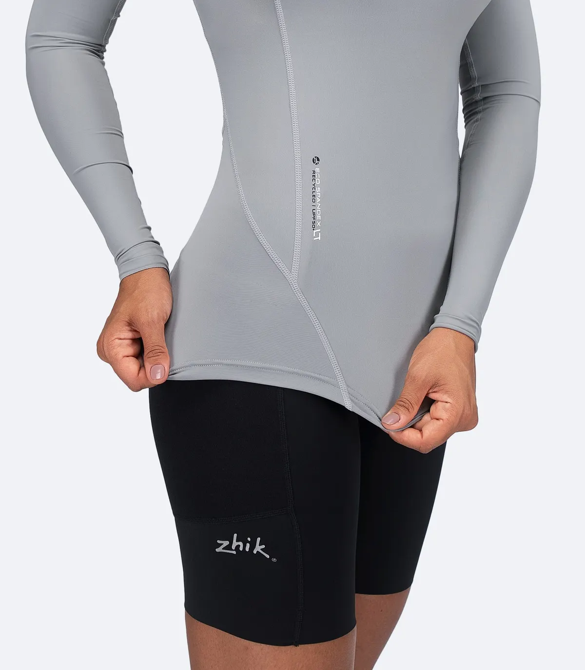 Womens Eco Spandex LT Long Sleeve Baselayer Top - Platinum, image 4