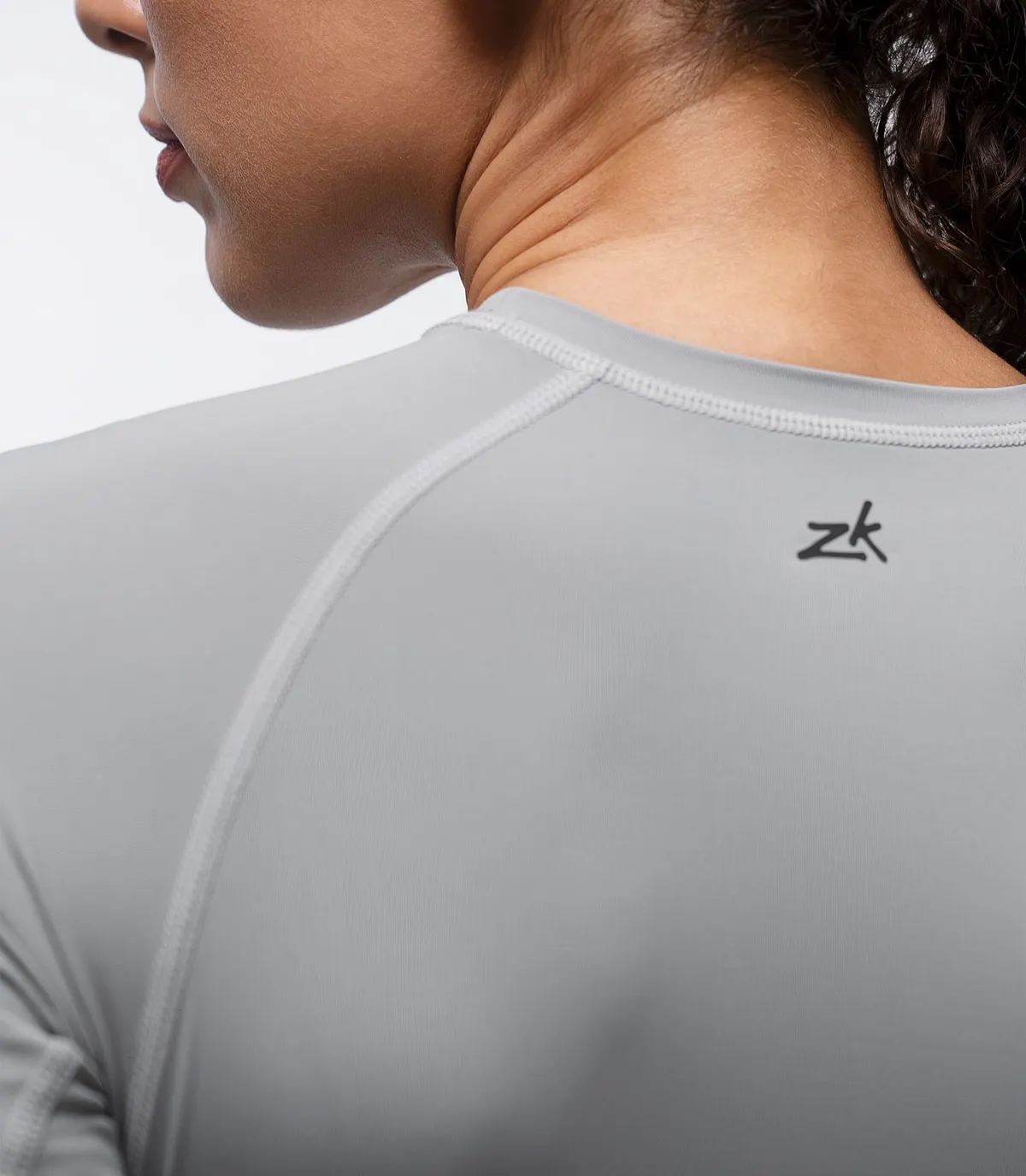 Womens Eco Spandex LT Long Sleeve Baselayer Top - Platinum, image 6