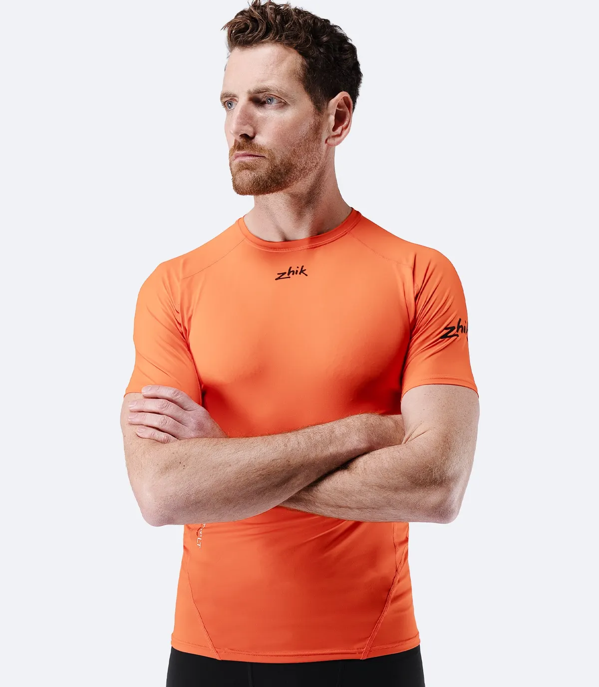 Men's Eco Spandex LT Short Sleeve Baselayer Top - Flame Red, image 3
