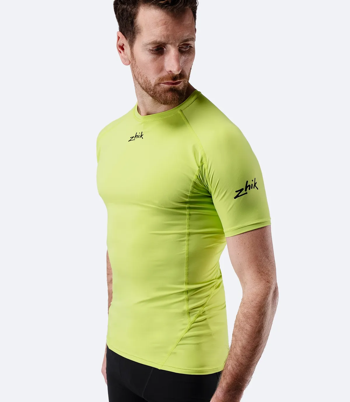 Men's Eco Spandex LT Short Sleeve Baselayer Top - Lime, image 3