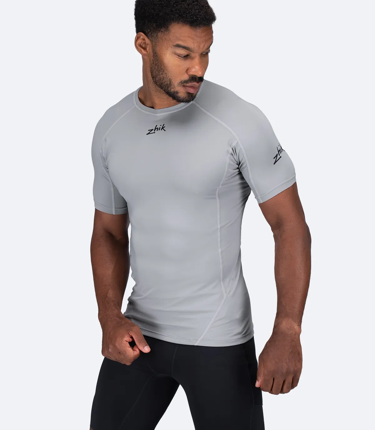 Mens Eco Spandex LT Short Sleeve Baselayer Top - Platinum, image 5