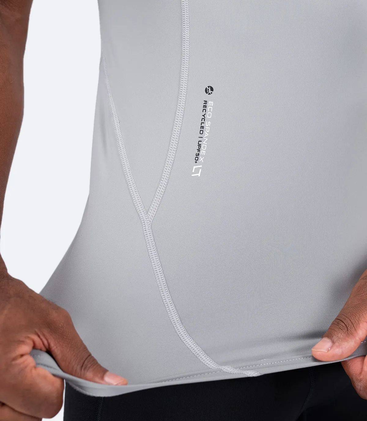 Mens Eco Spandex LT Short Sleeve Baselayer Top - Platinum, image 4