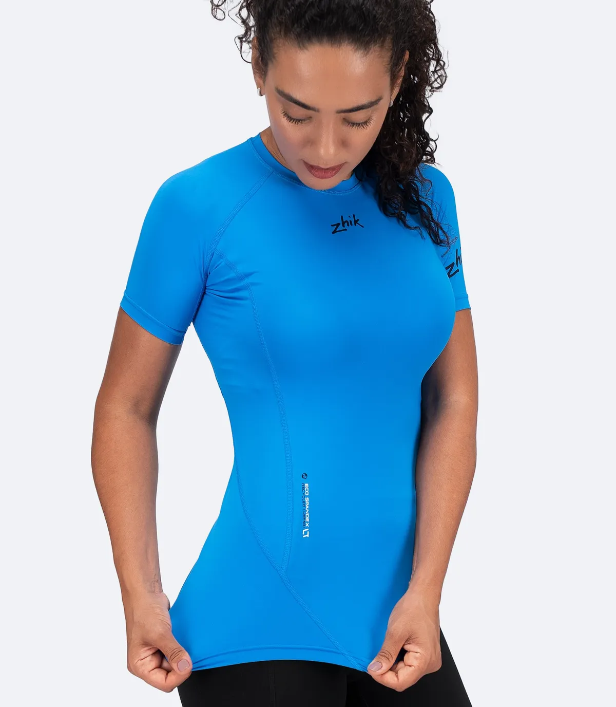 Womens Eco Spandex LT Short Sleeve Baselayer Top - Cyan, image 3