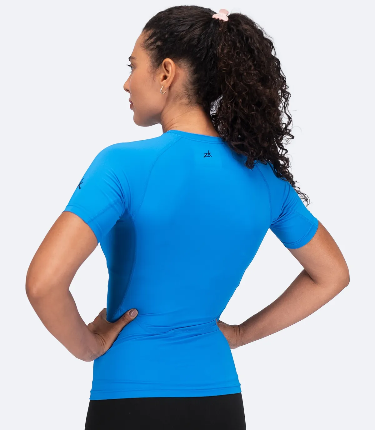 Womens Eco Spandex LT Short Sleeve Baselayer Top - Cyan, image 4