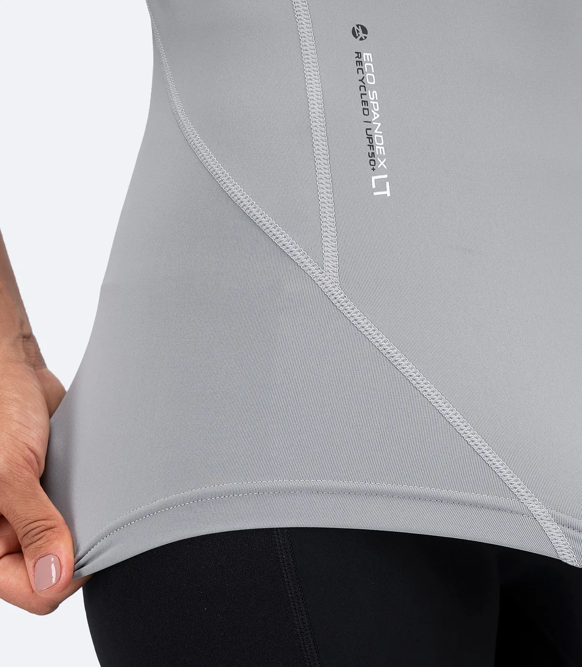 Womens Eco Spandex LT Short Sleeve Baselayer Top - Platinum, image 4