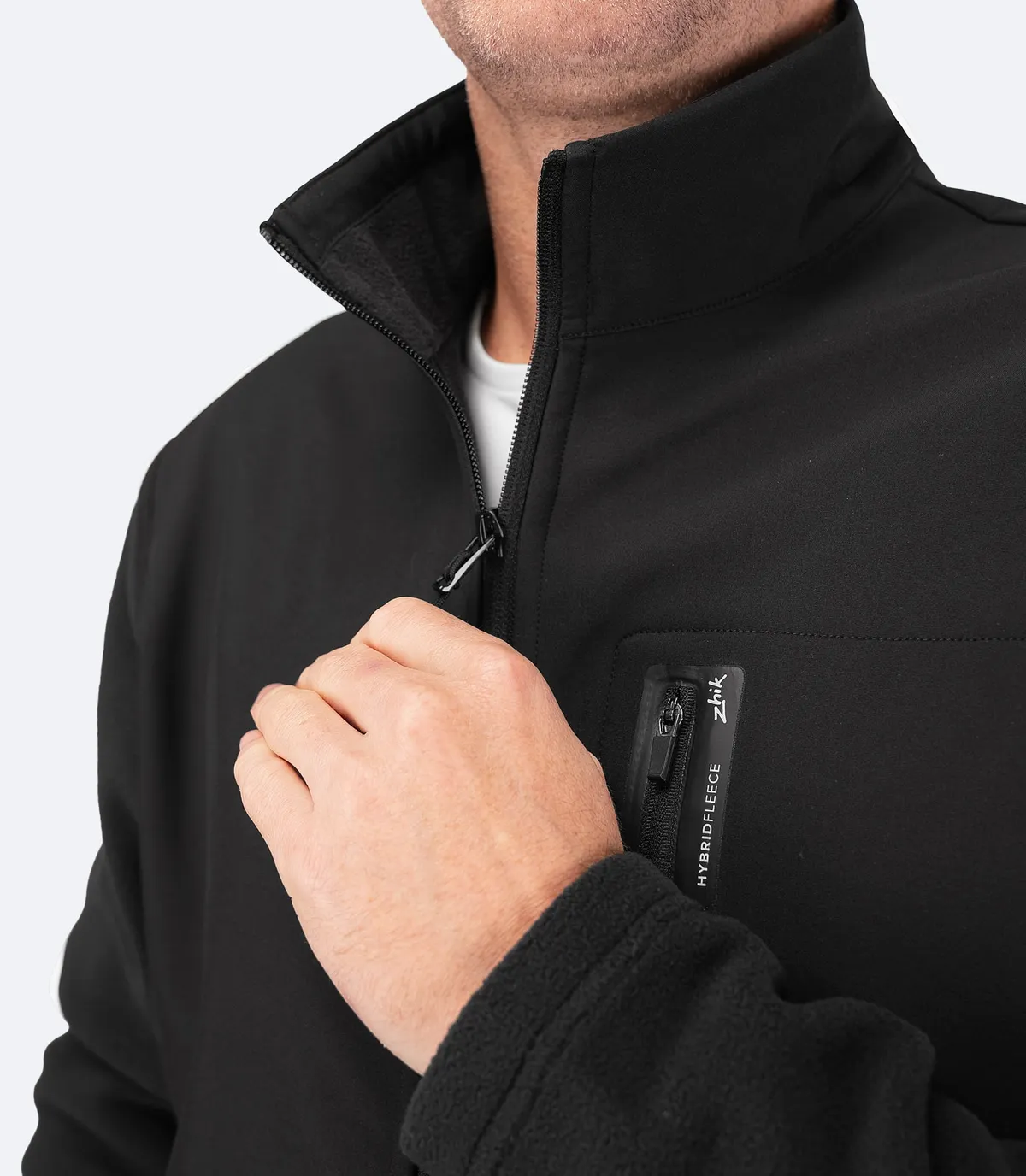 Mens Hybrid Fleece Jacket - Black, image 4