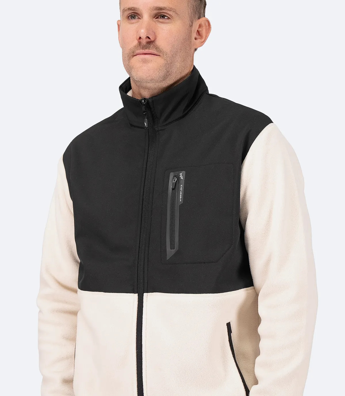 Mens Hybrid Fleece Jacket - Chalk, image 6