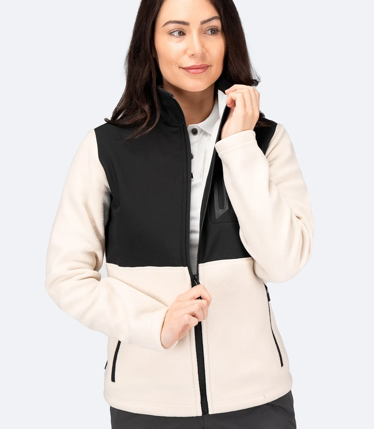 Womens Hybrid Fleece Jacket - Chalk, image 6