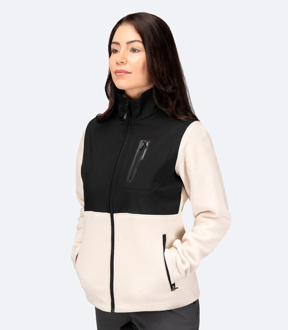 Womens Hybrid Fleece Jacket - Chalk, image 5
