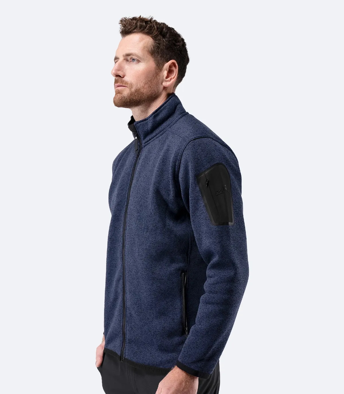 Men's Knit Fleece Jacket - Dark Navy Marle, image 3