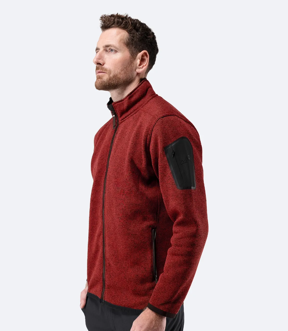 Men's Knit Fleece Jacket - Garnet Marle, image 3