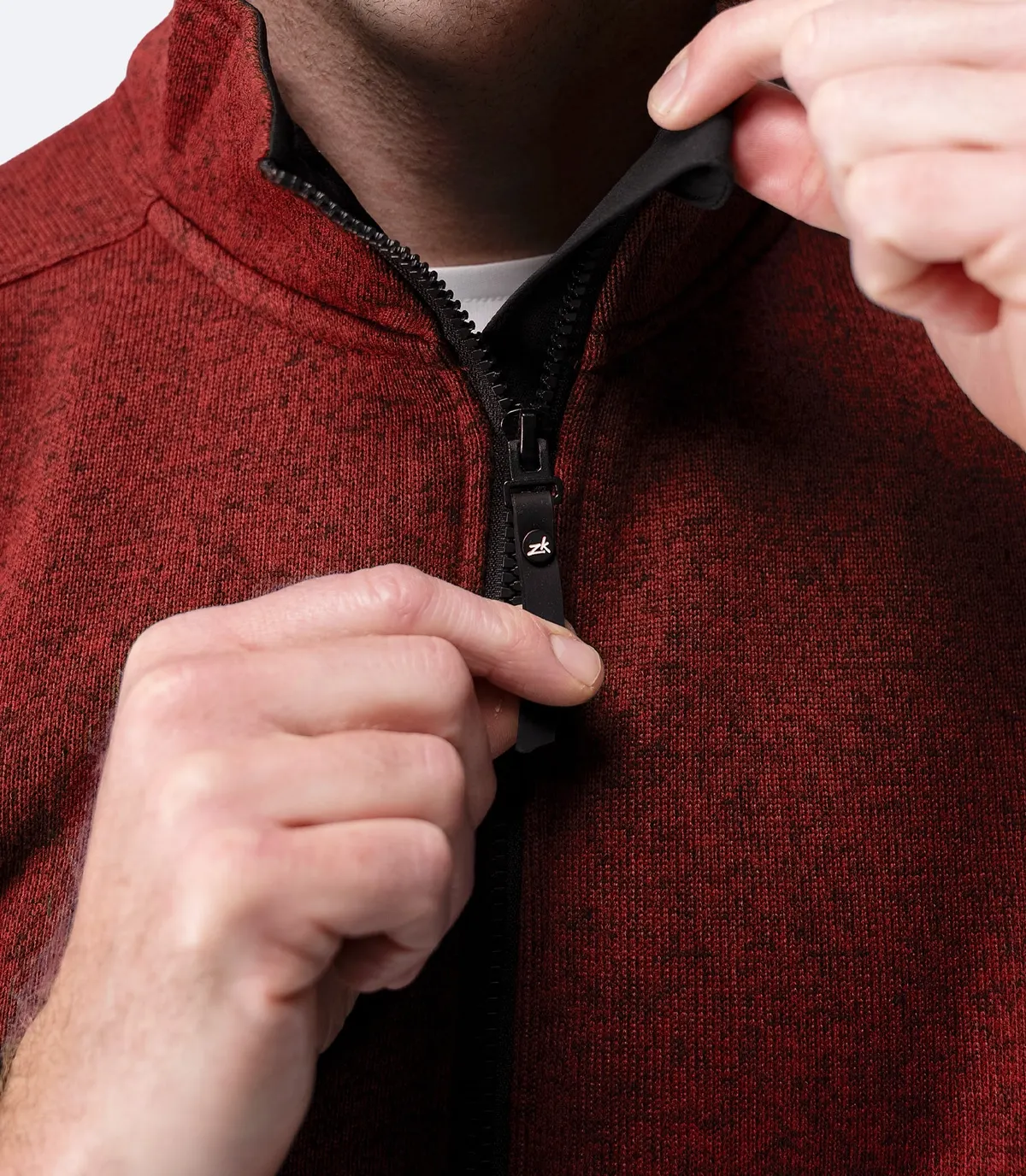 Men's Knit Fleece Jacket - Garnet Marle, image 4