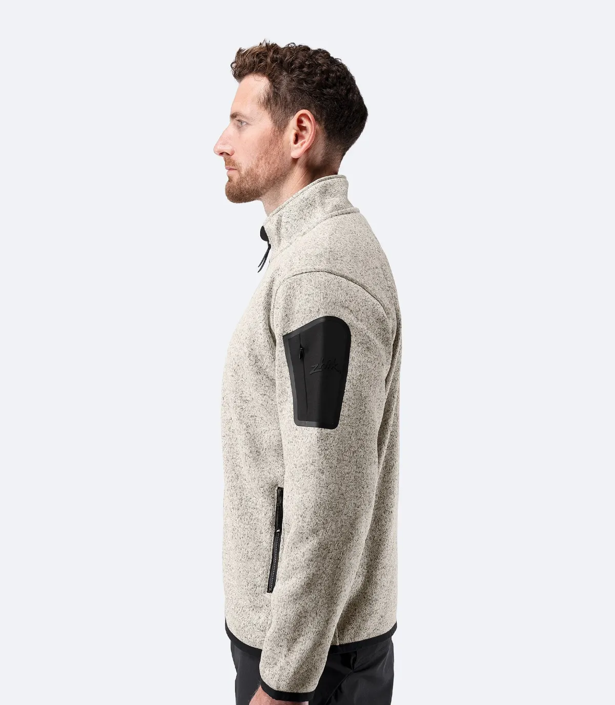 Men's Knit Fleece Jacket - Light Grey Marle, image 3