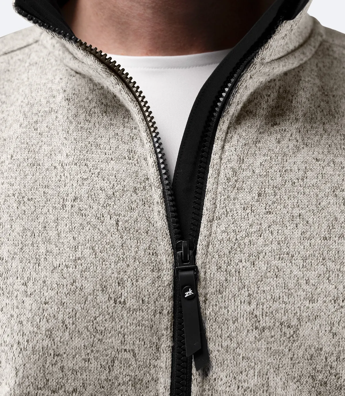 Men's Knit Fleece Jacket - Light Grey Marle, image 4