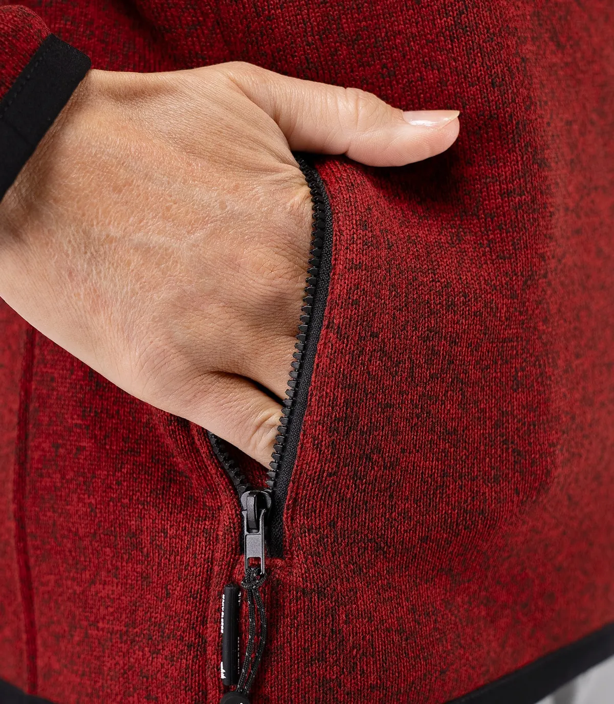 Women's Knit Fleece Jacket - Garnet Marle, image 5