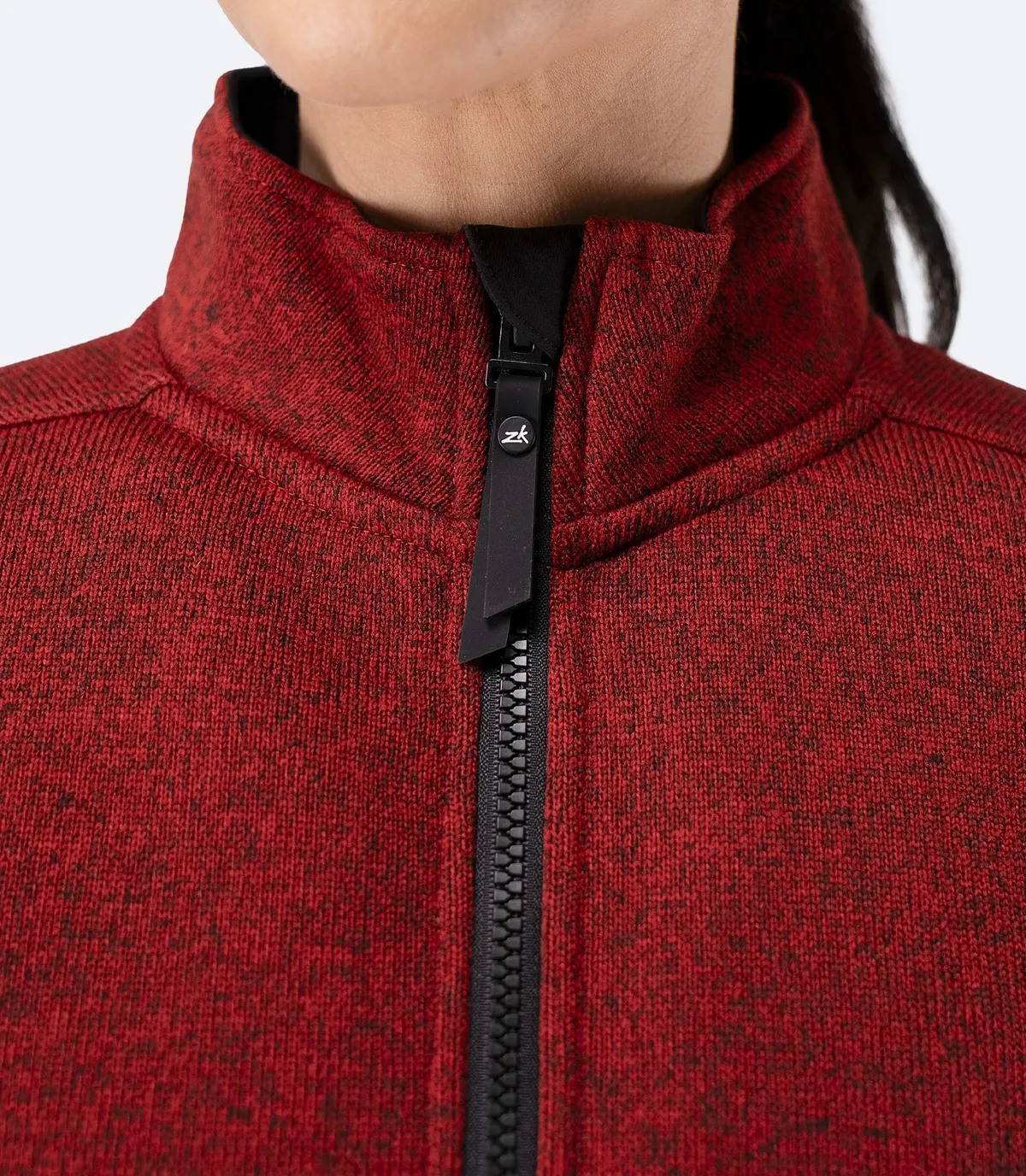 Women's Knit Fleece Jacket - Garnet Marle, image 3