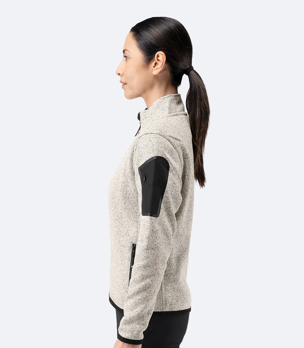 Women's Knit Fleece Jacket - Light Grey Marle, image 3
